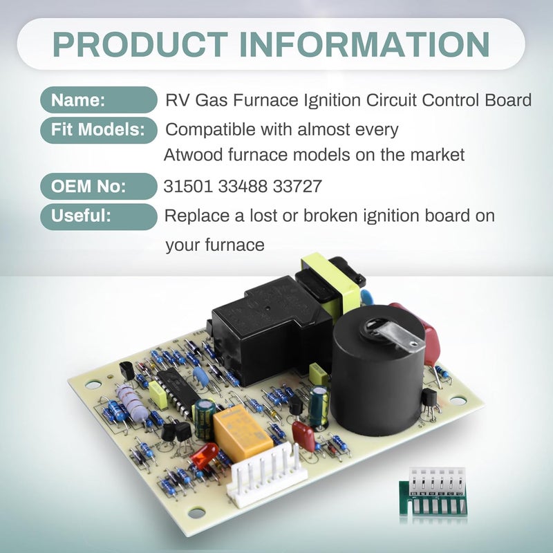 FHRHRY 31501 33488 33727 RV Gas Furnace Ignition Circuit Control Board Compatible with Atwood Dometic Hydro Flame 7912-II 7916-II 7920-II 8012-II 85-I/II/III/IV 8900-I/II/III Series, Replace for 30575 - Image 4